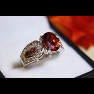 Gorgeous 925 Sterling Silver Red Garnet Opal Rings